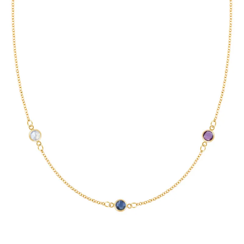 Personalized Classic 3 Birthstone Necklace in 14k Gold sold by Haverhill