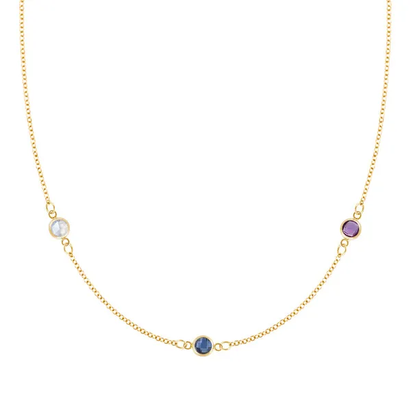 Personalized Classic 3 Birthstone Necklace in 14k Gold sold by Haverhill