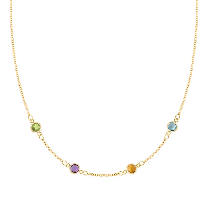Personalized Classic 4 Birthstone Necklace in 14k Gold sold by Haverhill