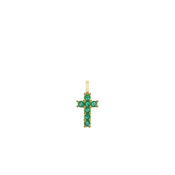 Rosecliff Small Cross Emerald Pendant in 14k Gold (May) sold by Haverhill