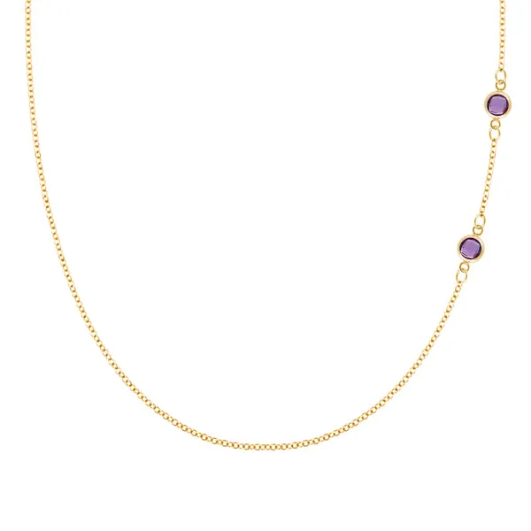 Personalized Classic 2 Birthstone Necklace in 14k Gold sold by Haverhill