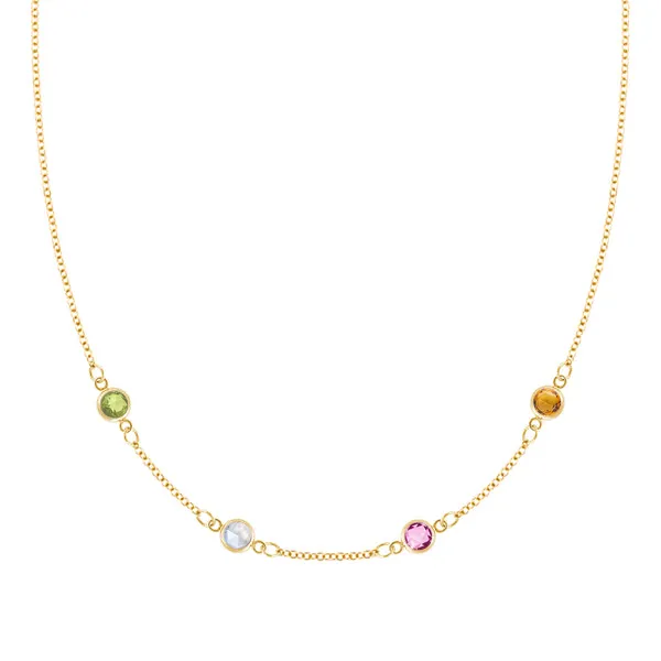 Personalized Classic 4 Birthstone Necklace in 14k Gold sold by Haverhill