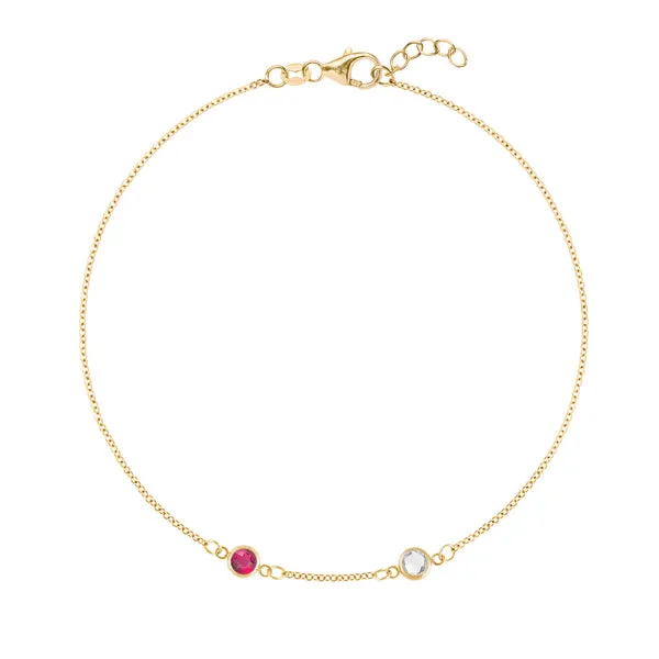 Personalized Classic 2 Birthstone Bracelet in 14k Gold sold by Haverhill