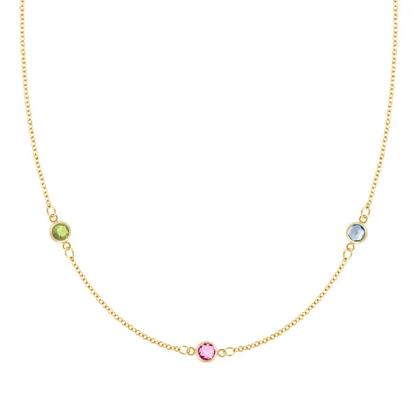 Personalized Classic 3 Birthstone Necklace in 14k Gold sold by Haverhill