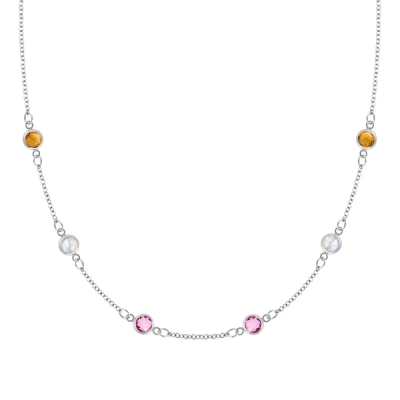 Personalized Classic 6 Birthstone Necklace in 14k Gold sold by Haverhill