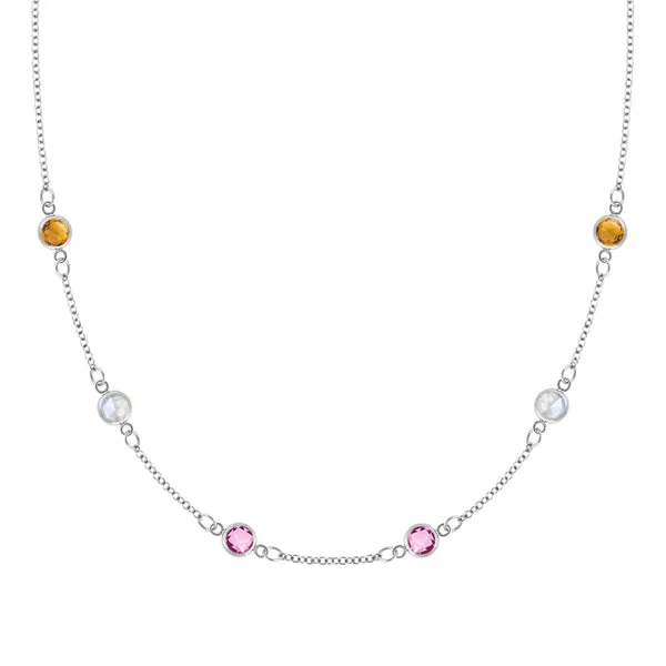 Personalized Classic 6 Birthstone Necklace in 14k Gold sold by Haverhill