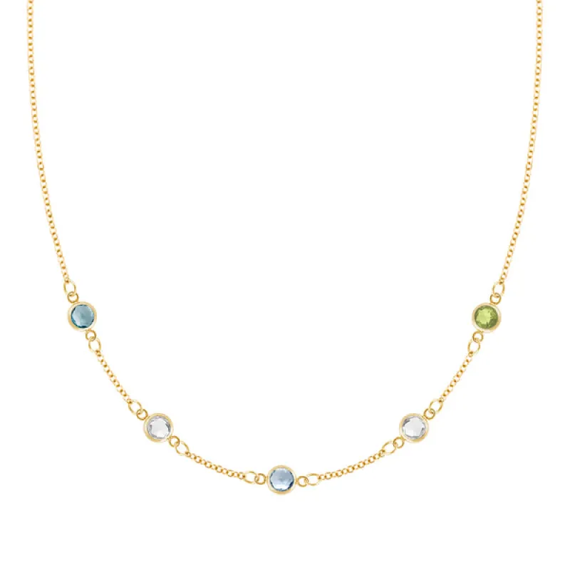Personalized Classic 5 Birthstone Necklace in 14k Gold sold by Haverhill