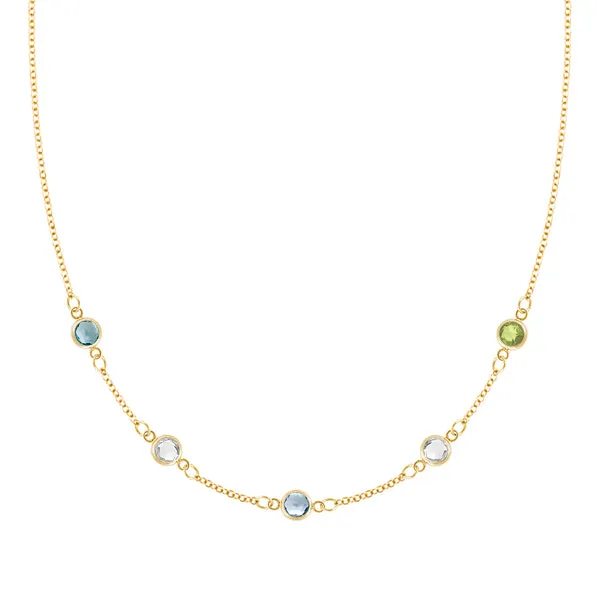 Personalized Classic 5 Birthstone Necklace in 14k Gold sold by Haverhill