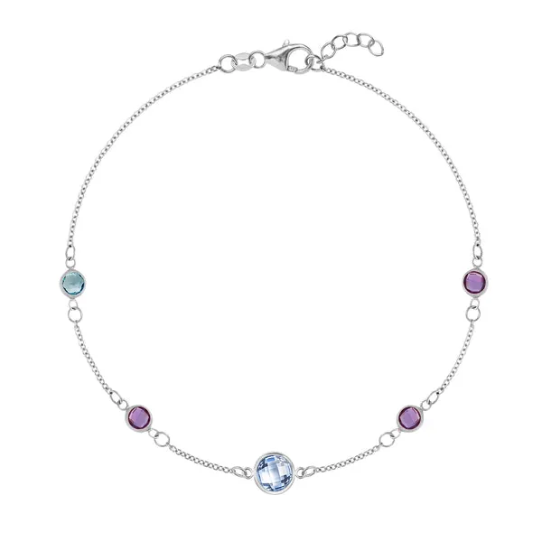 Personalized 1 Grand & 4 Classic Birthstone Bracelet in 14k Gold sold by Haverhill