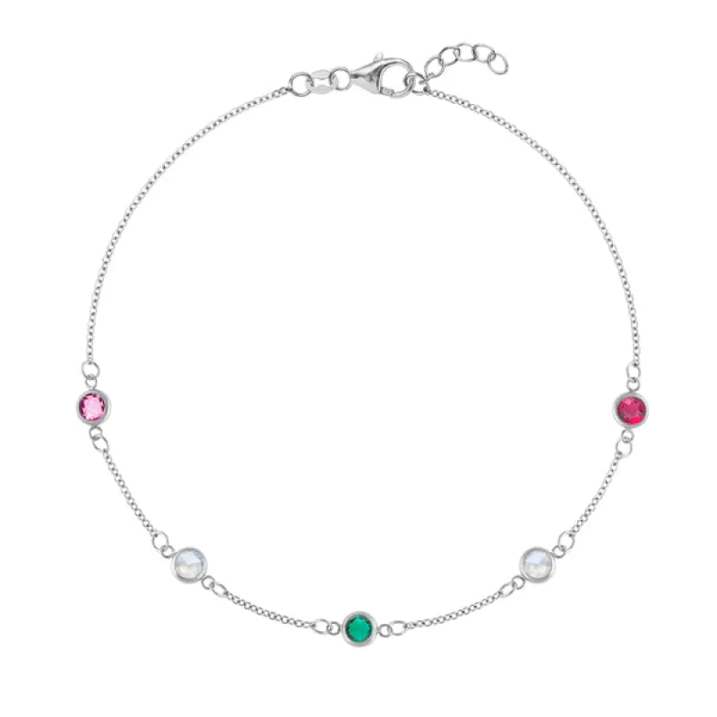 Personalized Classic 5 Birthstone Bracelet in 14k Gold sold by Haverhill