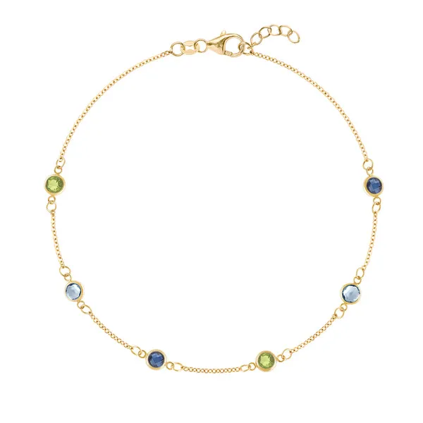 Personalized Classic 6 Birthstone Bracelet in 14k Gold sold by Haverhill