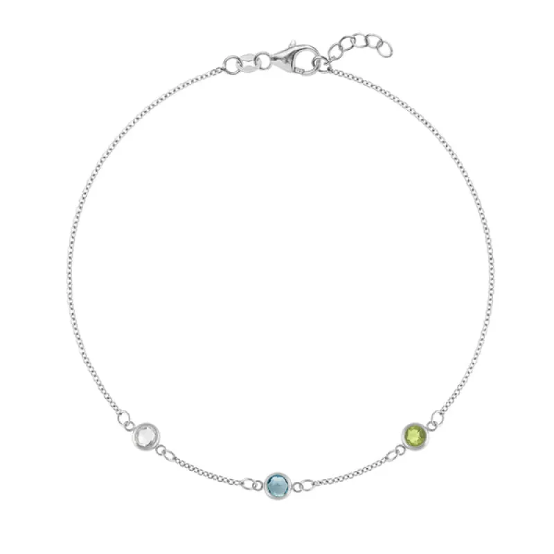 Personalized Classic 3 Birthstone Bracelet in 14k Gold sold by Haverhill