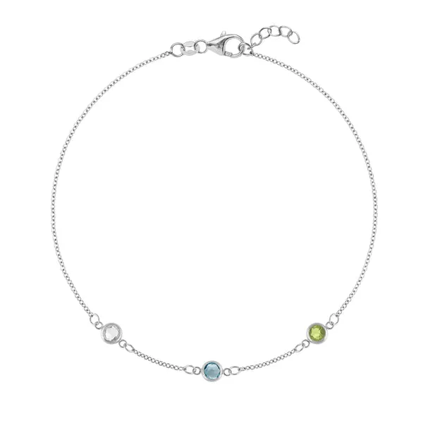 Personalized Classic 3 Birthstone Bracelet in 14k Gold sold by Haverhill