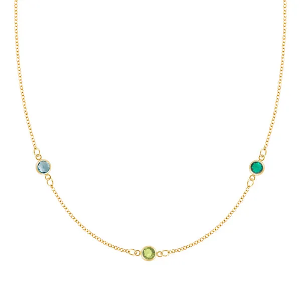 Personalized Classic 3 Birthstone Necklace in 14k Gold sold by Haverhill