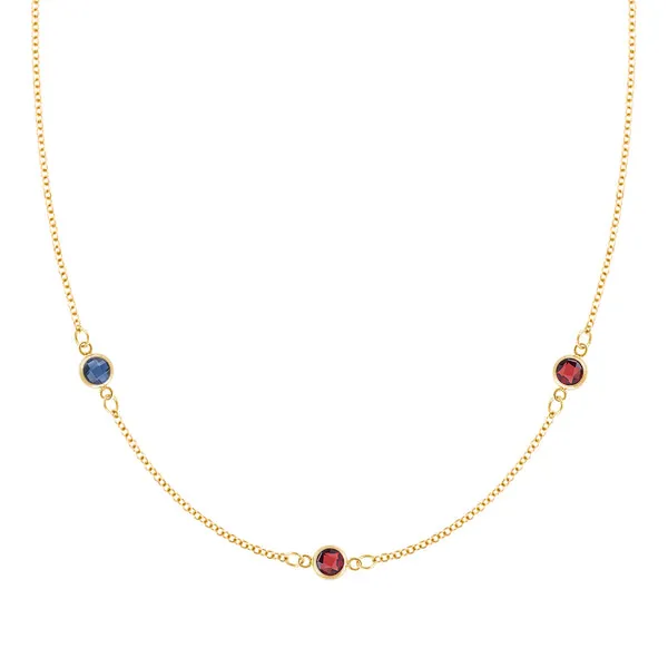 Personalized Classic 3 Birthstone Necklace in 14k Gold sold by Haverhill