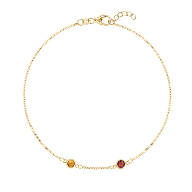 Personalized Classic 2 Birthstone Bracelet in 14k Gold sold by Haverhill