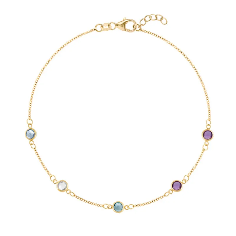 Personalized Classic 5 Birthstone Bracelet in 14k Gold sold by Haverhill