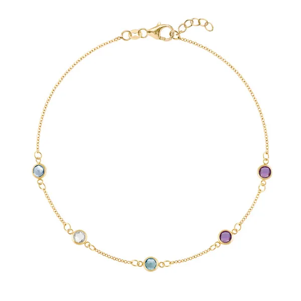 Personalized Classic 5 Birthstone Bracelet in 14k Gold sold by Haverhill
