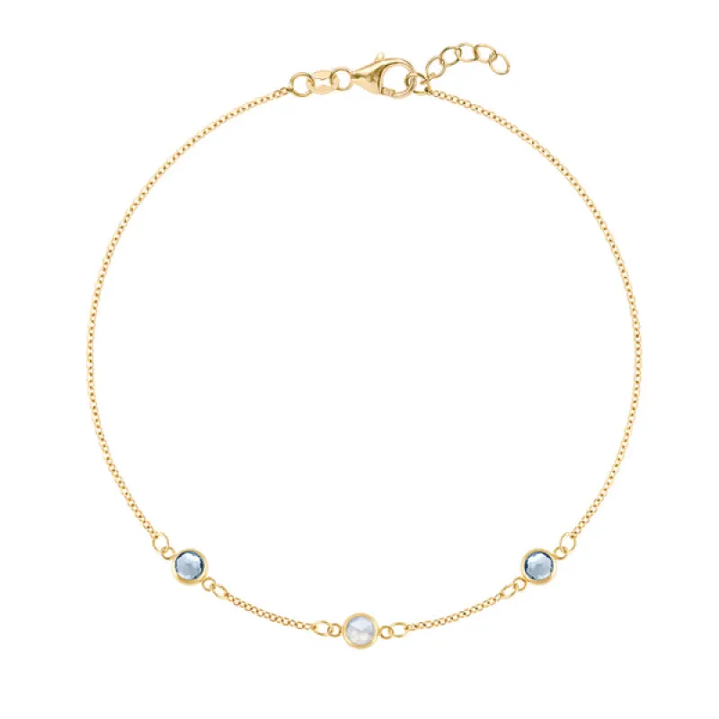 Personalized Classic 3 Birthstone Bracelet in 14k Gold sold by Haverhill