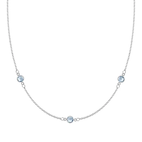 Personalized Classic 3 Birthstone Necklace in 14k Gold sold by Haverhill