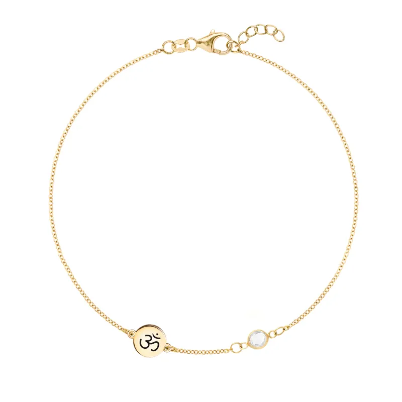 Ohm Disc & Petite 1 Birthstone Bracelet in 14k Gold sold by Haverhill