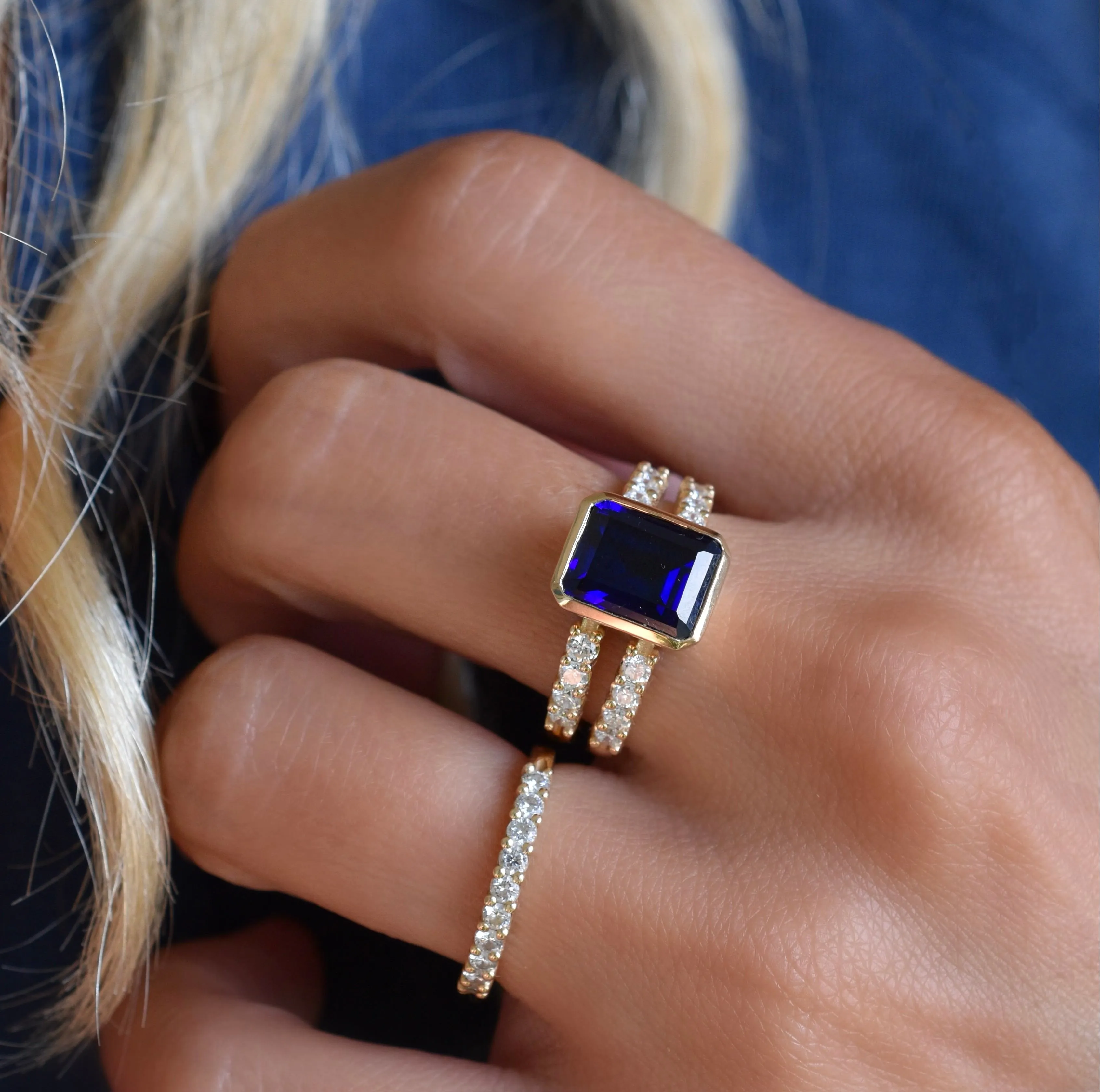 Personalized Warren Vertical Birthstone Ring with Accent Stones in 14k Gold sold by Haverhill product image thumbnail 3