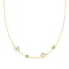 Personalized Classic 2 Letter & 2 Birthstone Necklace in 14k Gold (Single Spacing) sold by Haverhill