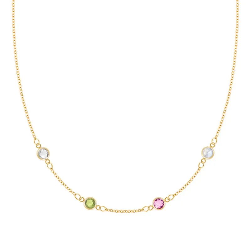 Personalized Classic 4 Birthstone Necklace in 14k Gold sold by Haverhill