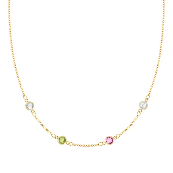 Personalized Classic 4 Birthstone Necklace in 14k Gold sold by Haverhill