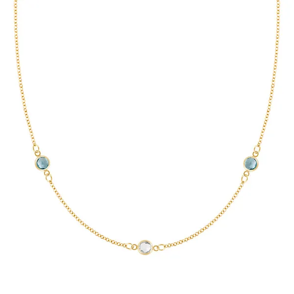 Personalized Classic 3 Birthstone Necklace in 14k Gold sold by Haverhill