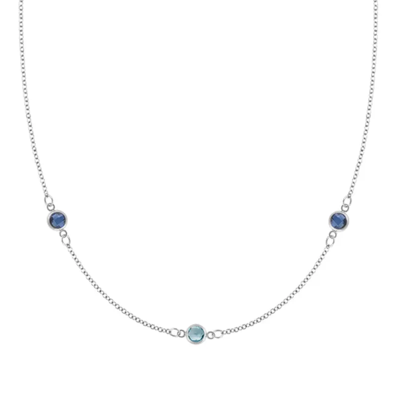 Personalized Classic 3 Birthstone Necklace in 14k Gold sold by Haverhill