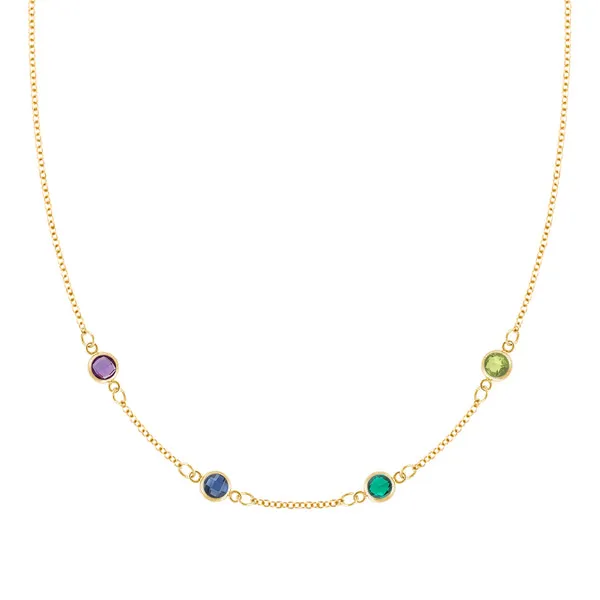 Personalized Classic 4 Birthstone Necklace in 14k Gold sold by Haverhill