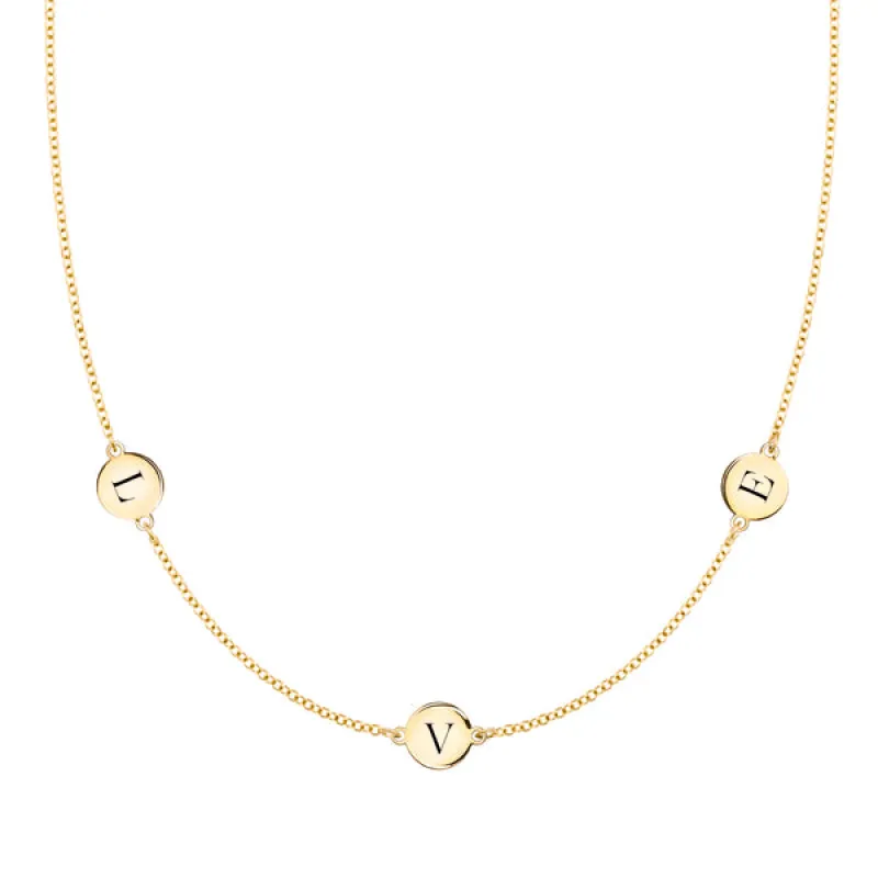 Personalized 3 Letter Necklace in 14k Gold (Double Spacing) sold by Haverhill