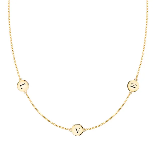 Personalized 3 Letter Necklace in 14k Gold (Double Spacing) sold by Haverhill