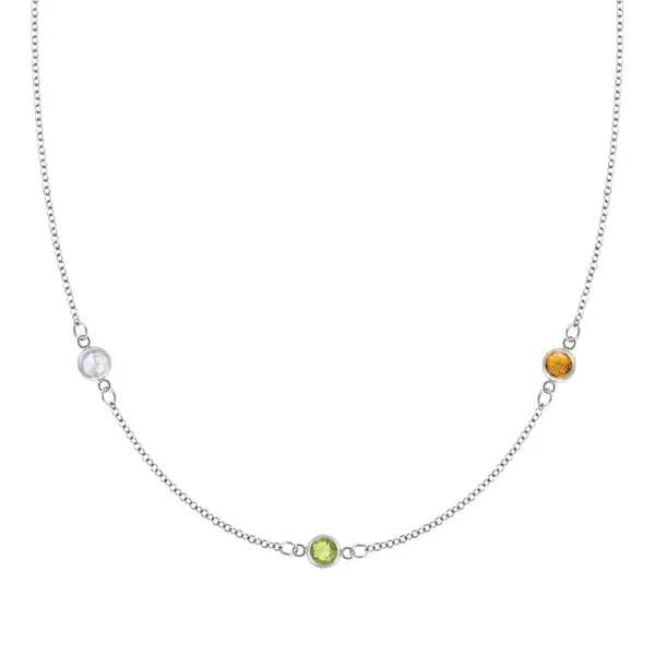 Personalized Classic 3 Birthstone Necklace in 14k Gold sold by Haverhill