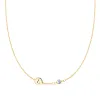 Personalized Classic 1 Letter & 1 Birthstone Necklace in 14k Gold (Single Spacing) sold by Haverhill