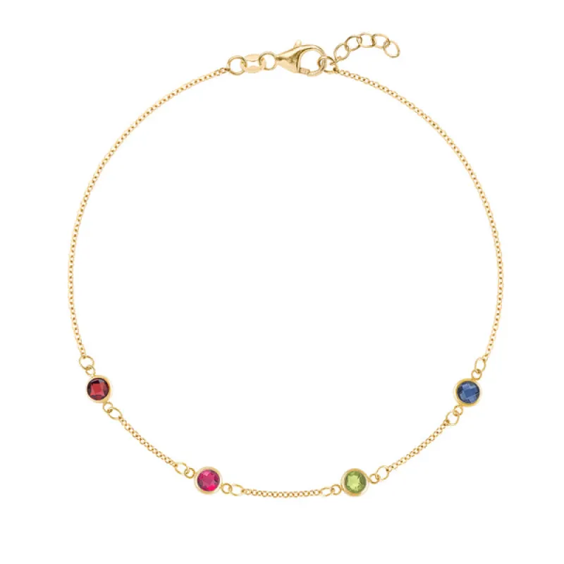 Personalized Classic 4 Birthstone Bracelet in 14k Gold sold by Haverhill