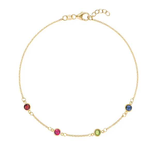 Personalized Classic 4 Birthstone Bracelet in 14k Gold sold by Haverhill