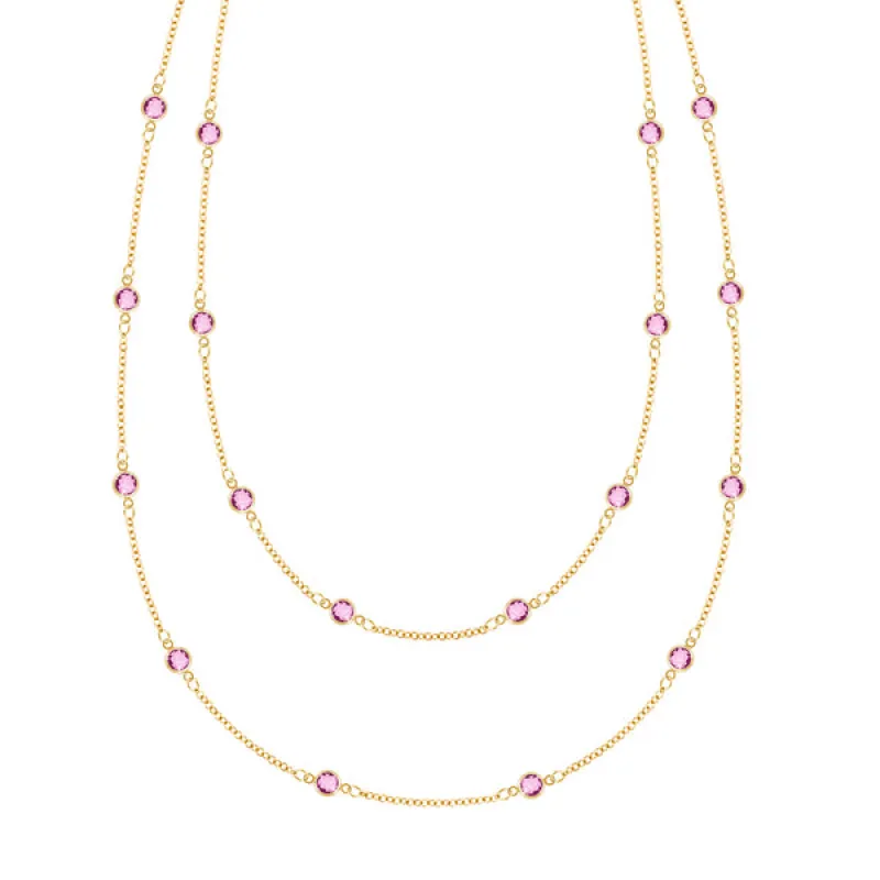 Personalized Bayberry Birthstone Long Necklace in 14k Gold sold by Haverhill