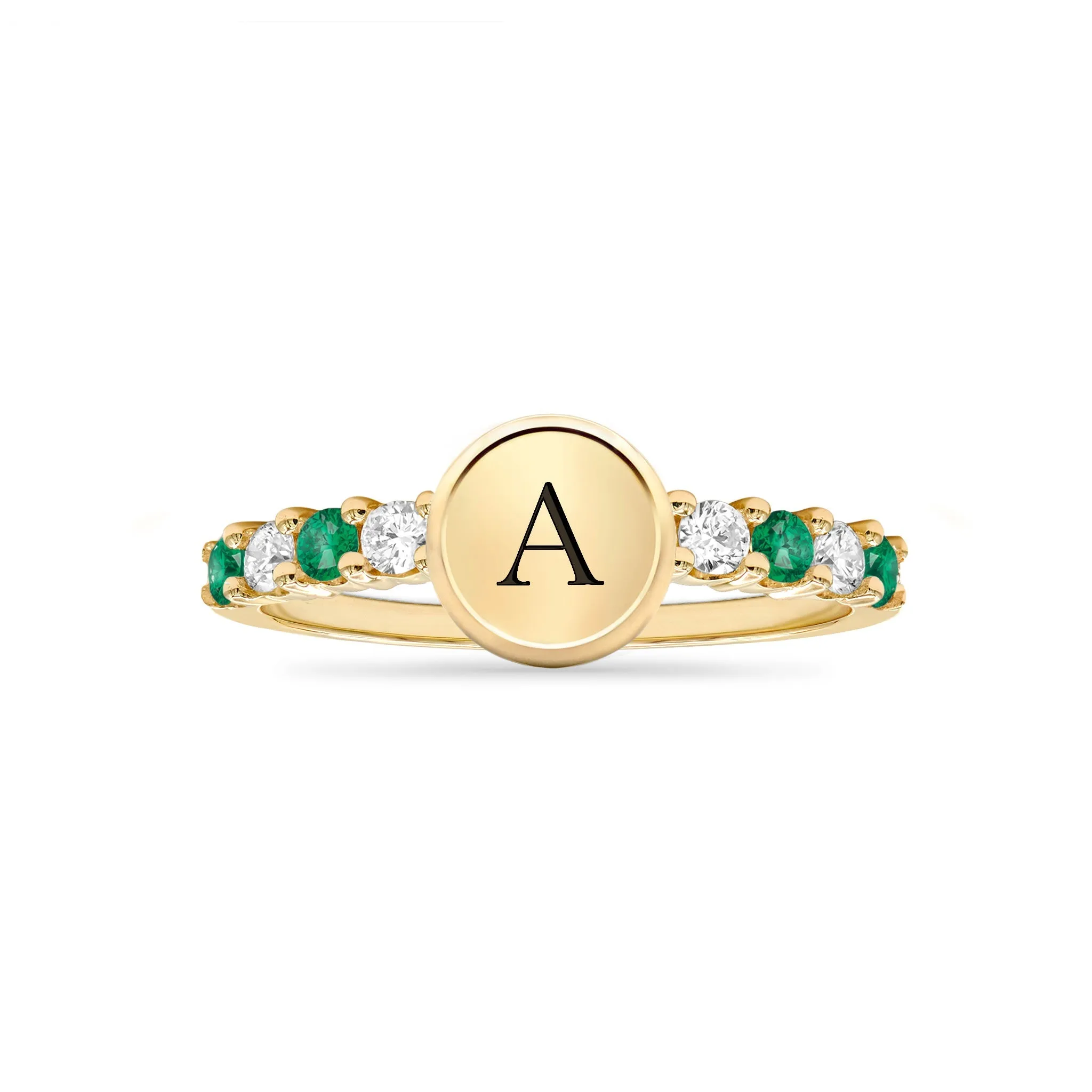 Rosecliff Letter Diamond & Emerald Ring in 14k Gold (May) sold by Haverhill product image thumbnail 5