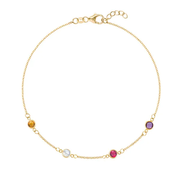 Personalized Classic 4 Birthstone Bracelet in 14k Gold sold by Haverhill