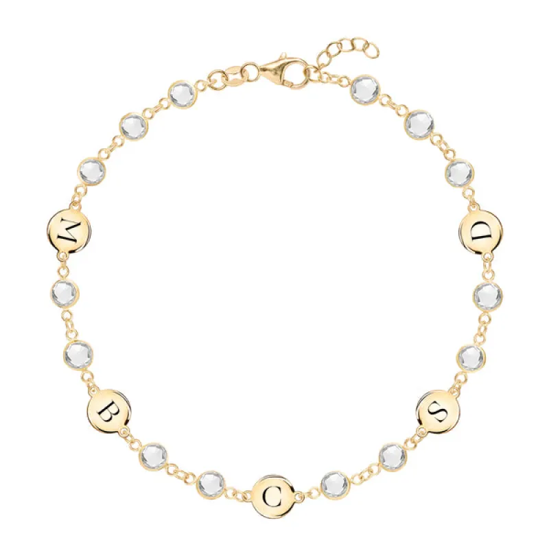 Personalized Newport 5 Letter Birthstone Bracelet in 14k Gold sold by Haverhill