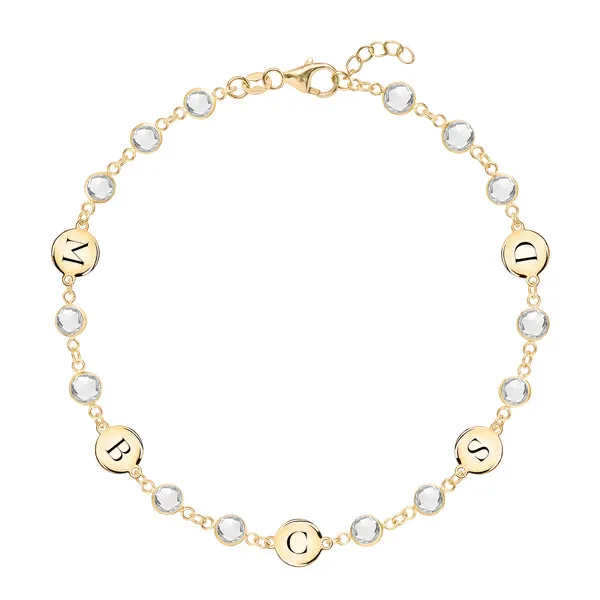 Personalized Newport 5 Letter Birthstone Bracelet in 14k Gold sold by Haverhill