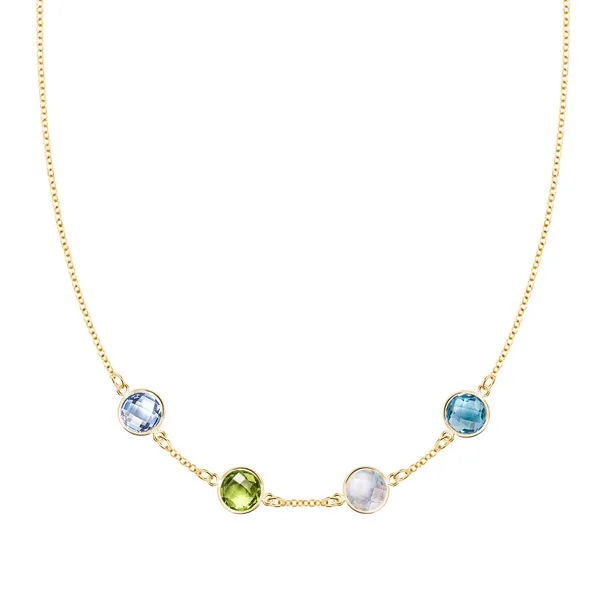 Personalized Grand 4 Birthstone Necklace in 14k Gold sold by Haverhill