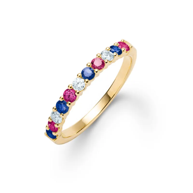 Personalized Rosecliff Birthstone Stackable Ring in 14k Gold sold by Haverhill