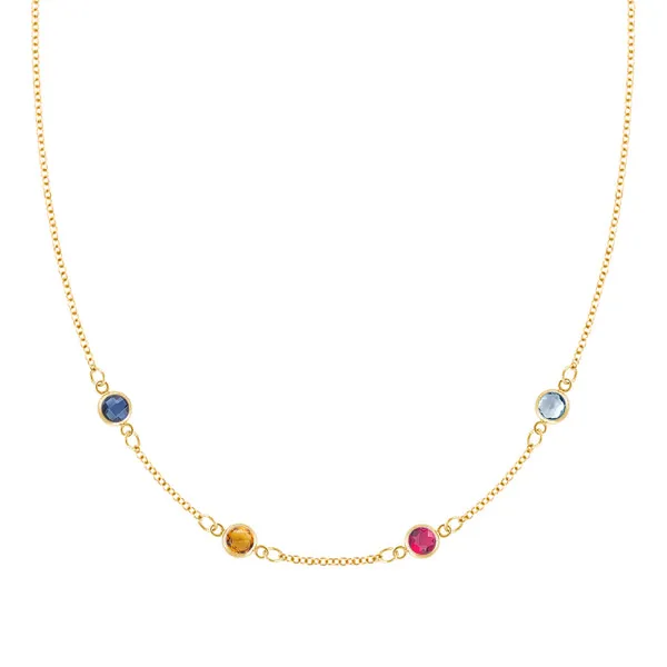 Personalized Classic 4 Birthstone Necklace in 14k Gold sold by Haverhill
