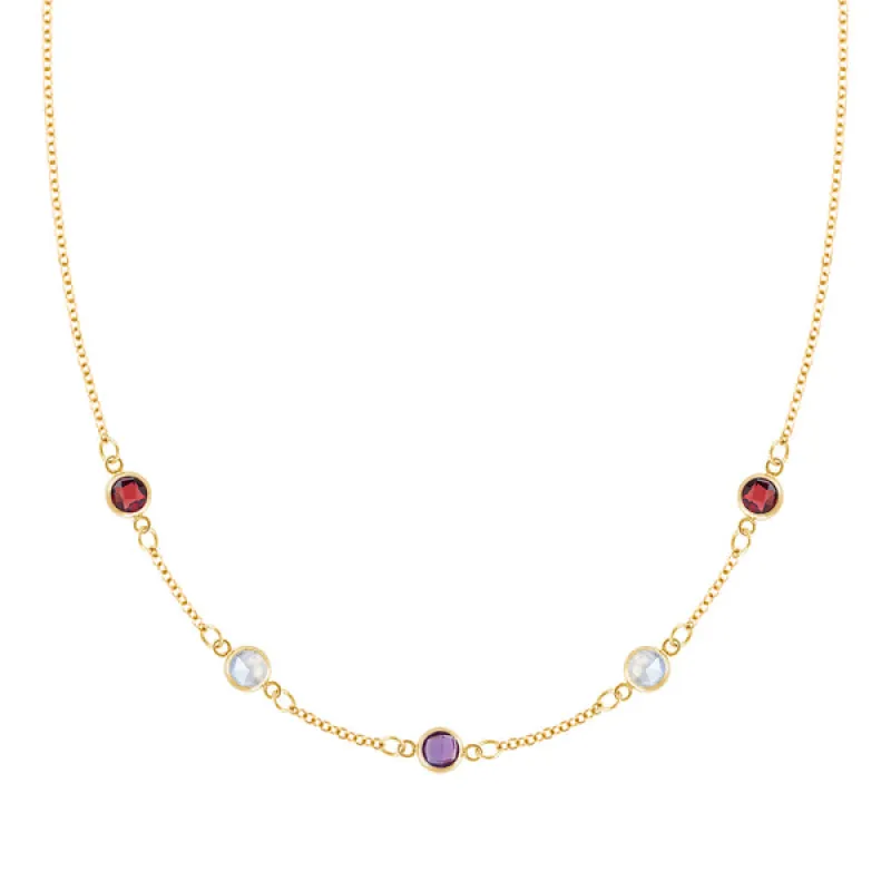 Personalized Classic 5 Birthstone Necklace in 14k Gold sold by Haverhill