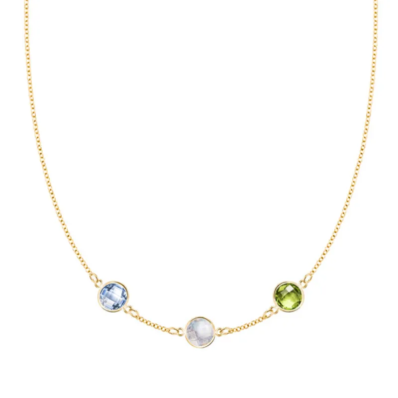 Personalized Grand 3 Birthstone Necklace in 14k Gold sold by Haverhill
