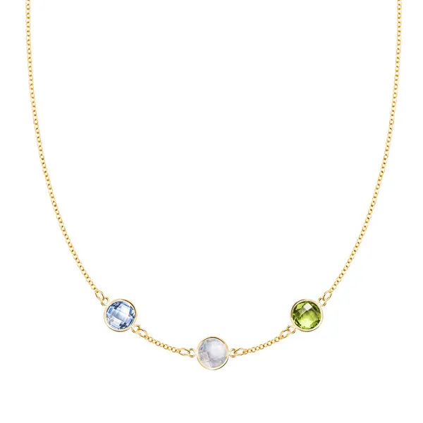 Personalized Grand 3 Birthstone Necklace in 14k Gold sold by Haverhill