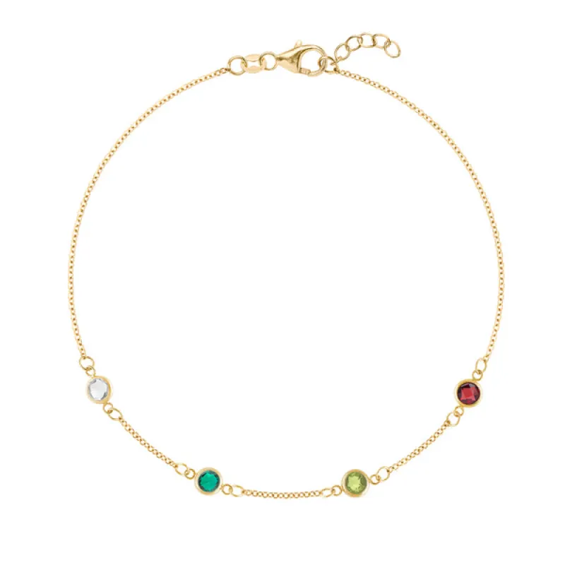 Personalized Classic 4 Birthstone Bracelet in 14k Gold sold by Haverhill